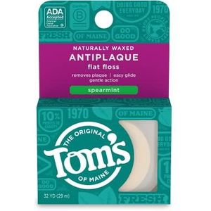 Tom's van Maine Natuurlijke Antiplaque Vlakke Floss, Waxed, Spearmint, 32 meter