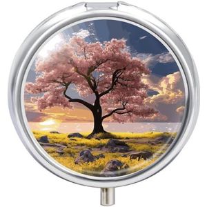 Pillendoosje Travel Pill Organizer Bloem en Boom Gedrukt Leuke Pillendoos Handige Pillendoos Geschikt om in zakken en zakken te worden geplaatst