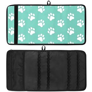 Potlood Wrap, Reizen Tekening Kleurpotlood Roll Organizer voor Artiest, Potloden Pouch Case Paw Green