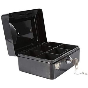 Mini Cash Boxes met 2 sleutels en afneembare lade 15 x 12 x 7,5 cm draagbare afsluitbare geldkoffer kleine stalen beveiliging veilige vergrendeling doos voor kinderen volwassenen thuis kantoor (zwart)