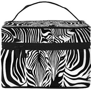 3D Snake Print Make-up Bag,Draagbare Cosmetische Zak,Grote Capaciteit Reizen Make-up Case Organizer, Abstract Dierlijke zebra, Eén maat