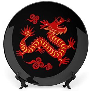 Chinese Dragon Bone China Plaat met Stand Ronde Decoratieve Plaat Vintage Huis Wobble Plate