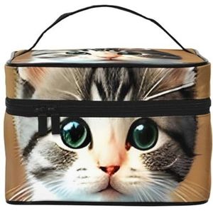Slaapkamer Kitten Reizen Cosmetische Tas met Rits & Grote Capaciteit, Unisex, Geschikt voor Buiten, Sport, Reizen, Etc., Zwart, Eén maat