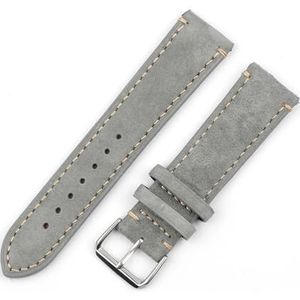 Jeniko Vintage Suède Horlogeband 18mm 20mm 22mm 24mm Handgemaakte Stiksels Horlogeband For Mannen Vrouwen Horloge Vervanging (Color : Gray with wire, Size : 24mm)
