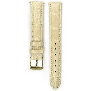 CBLDF 12mm 14mm 16mm 18mm 20mm Lederen Horlogeband Roze Beige Blauwe Horlogeband Lederen Band Roestvrij Stalen Gesp (Color : Beige Gold Buckle, Size : 14mm)