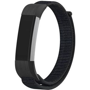 Strap-it nylon bandje - zwart - Geschikt voor Fitbit Alta