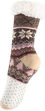 Yenita - Huttensokken - Zand - Warme Noorse Knuffelsokken - Met Teddyvoering en ABS-zool