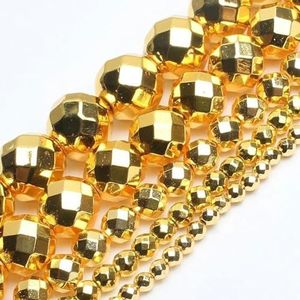 2-10mm natuurlijke minerale kralen gerhodineerd goud facet hematiet losse spacer stenen kralen voor doe-het-zelf armband sieraden maken 15''-facet 18K goud-10mm Ongeveer 36 stuks