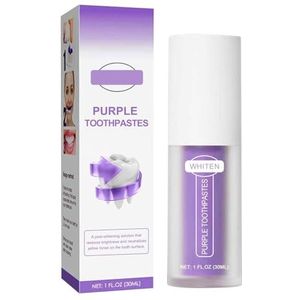 V34 Purple Tandpasta, Vermindert Vergeling Van de Tanden, Verzorgt Op Milde Wijze Gevoelige Tanden/tandvlees, Zorgt for Een Stralende Glimlach en Een Frisse Adem(2pcs)