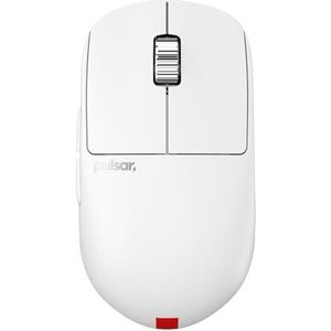 Pulsar Gaming Gears - X2H ES draadloze gamingmuis, Limited Edition, symmetrisch, optische schakelaar, OLED-display, stuurloos, PAW3395-sensor, 100H-batterij, 4K-dongle inbegrepen (medium, wit)
