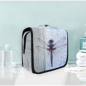 Hangende opvouwbare toilettas blauwe libelle make-up reisorganizer tassen tas voor vrouwen meisjes badkamer