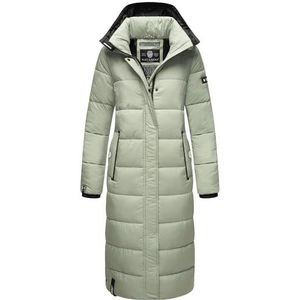 Navahoo Isalie Wintermantel voor dames, warme gewatteerde jas, lang, met afneembare capuchon, XS-XXL, Smokey Mint, XL