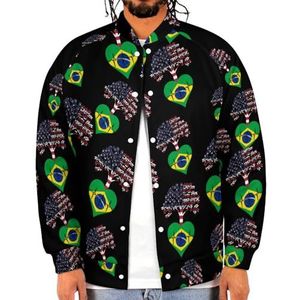 Brazilië US Root Heartbeat Grappige Mannen Baseball Jacket Gedrukt Jas Zachte Sweatshirt Voor Lente Herfst