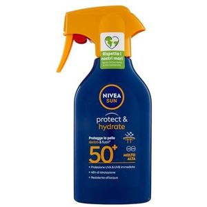 NIVEA Sun Maxi zonnespray Protect & Hydrate SPF 50+ in 270 ml spuitfles, zonnecrème met vocht gedurende 48 uur, zonnecrème met biologisch afbreekbare formule