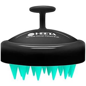 HEETA Hoofdhuidstimulator voor haargroei, hoofdmassager hoofdhuid scrubber haarshampoo borstel exfoliator met zachte siliconen borstelharen roos verwijdering voor vrouw man droog nat gebruik, turkoois