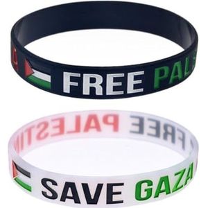 S-JIANG 2023 Palestina vlag armband, standaard met Palestina armband, Save Gaza siliconen Israël vlag polsband voor mannen vrouwen, Eén maat, Siliconen