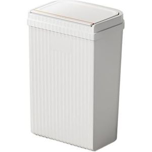 Prullenbak, Keukenprullenbak met deksel, 20 liter / 5,2 gallon druksluiting van kunststof afvalcontainer for badkamer, woonkamer, kantoor, garage, smalle plaats, voor binnen(White)