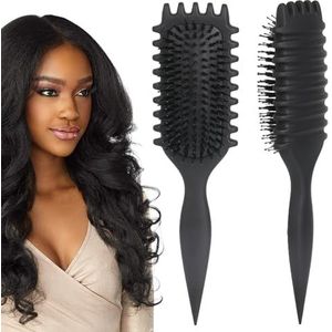 Krullende haarborstel, 2024Curl Defining Brush, Curl Defining Brush, voor het kammen en vormgeven van mannen en vrouwen (Black)