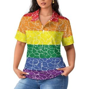 Pride LGBT-vlag dames poloshirts met korte mouwen casual T-shirts met kraag golfshirts sport blouses tops S