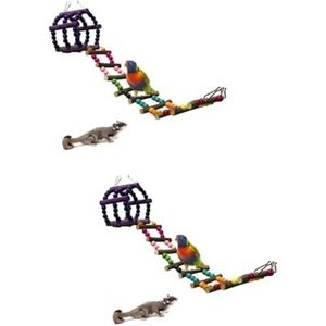FRCOLOR 2 Stuks Hamster Speelgoed Paars Tenue Kooi Parkieten Speelgoed Paars Pak Paarse Pakken Speelgoed Voor Huisdieren Papegaai Speelgoed Speelgoed- Bamboe Ladder Ring