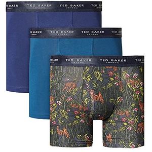 Ted Baker heren 3-pack boxershorts - Middeleeuws blauw/Gibraltarzee/marine - S