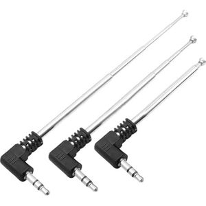 Fohevers 3 Packs 4 Secties Telescopische 3.5mm AM FM Telescopische Antenne met Mannelijke Jack Plug Connector 9.6 inch Lengte voor TV Mobiele Telefoon Indoor Radio Ontvanger Audio Bluetooth Home