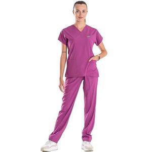 ELLYSHINE Professionele medische uniformen & scrubs - zachte stretch stof scrubs uniformen dames set - scrub top en scrub bodem, lichtpaars, S