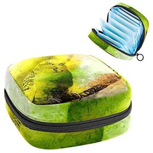 Periode Pouch Draagbare Tampon Opbergtas,Tampon Houder voor Portemonnee Vrouwelijke Product Organizer,Gele Budgie Parrot, Meerkleurig, 4.7x6.6x6.6 in/12x17x17 cm