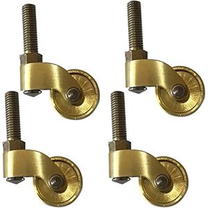 Brass solid caster 4 stuks kleine antieke messing wielen, meubelwielen van massief messing, transportwielen, zwenkwielen met M8 schroefstang, vervanging for bank, stoel, kast