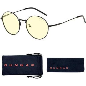 GUNNAR Gaming en computerbril | Model: Ellipse, Montuur Kleur: Onyx, Glas Tint: Amber (Blokkeert 65% Blauw licht & 100% UV) |