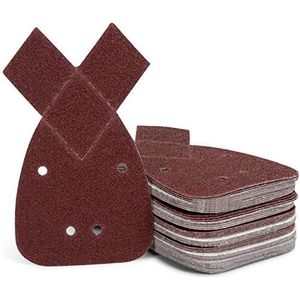 Fd-Workstuff Schuurdriehoekset | 50 stuks | schuurblad | 140 mm | zelfklevend | muisschuurpapier | 4 gaten | korrelgrootte 40/60/80/120/240 compatibel met de BLACK + DECKER Mouse®