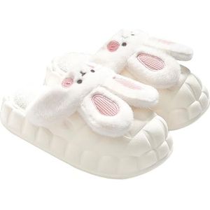 Slippers Comfortabele zachte pluizige pantoffels voor dames, waterdichte winter warme pantoffels met uitneembare gevoerde pluche pantoffels voor buiten, binnen (Color : White, Size : 37/24cm)