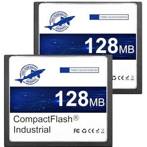 Dogfish Compacte flashgeheugenkaart, 128 MB, 2 stuks, krachtige industriële CF type I-kaart, FAT16 voor industriële uitrusting en vintage digitale camera's