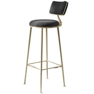 Barkruk Barstoelen 1 Stuks Barkrukken, Barstoelen, Keukenkrukken, Fluwelen Barkrukken Met Goudkleurig Metalen Frame Barkrukken Bar Stoelen (Color : Black, Size : 75cm Sitting Height)