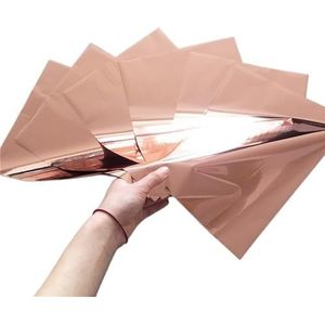 Warmdrukfolie knutselpapier voor hete laminering van geanodiseerd aluminium A4, 50 vellen, gemakkelijk te gebruiken, kan worden gebruikt op hete reliëfpapier (kleur: roségoud)