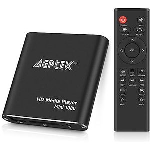 AGPTEK - 1080P Digitale Mediaspeler - Mini HD Media Player - Zwart