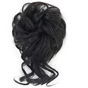 DieffematicJF Pruik Synthetic Curly Donut Chignon With Elastic Band Scrunchies Messy Hair Bun Updo Hairpieces Extensions For Women (Color : Black)