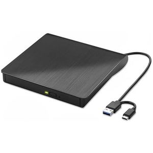 2-in-1 Type-C USB 3.0 externe dvd-speler/lezer, draagbare ultradunne dvd-rw cd-speler/brander/lezer for laptop/desktop-pc Soepele werking(Black 2in 1 Port)