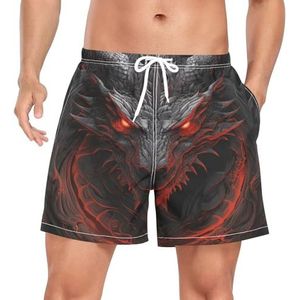 Cool Dragon Animal Black Zwembroek voor heren, sneldrogend, met zakken, Leuke mode, XXL