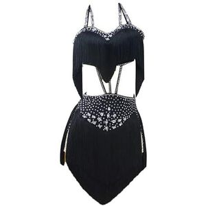 Jurken Voor Latijns Amerikaanse Danswedstrijden Met Kwastjes Hollow Cha Cha Optreden Kostuums Voor Dames Rugloze Salsa Tango Danskleding Glanzende Rok Voor Rumba Samba,N,L