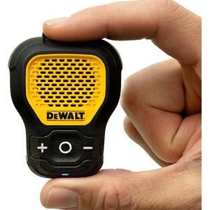 DEWALT Wearable Bluetooth Speaker (Updated Version), Clip-On Wireless Jobsite Pro Water-Resistant Portable Speaker (Non-Magnetic), Built-in Mic for Hands-Free Music/Calls, Bluetooth Speaker (Yellow)