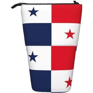 Evengigy Vlag van Panama Print Leuke Etui met Zip Verstelbare Stand Potlood Houder Grappige Make-uptas, Zwart, Eén maat, Tas Organizer