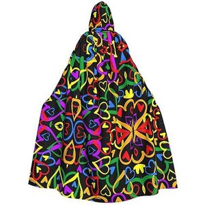 DEXNEL Gay Pride Regenboog 150 cm Hooded Cape Unisex Halloween mantel voor duivel heks tovenaar Halloween Cosplay, aankleden