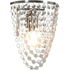 Huis & Tuin, Verlichting, Lampen, Wandlamp met Kristal Kralen Zilver Ovale E14 Lamp