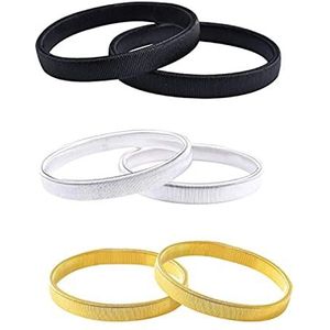 Bessy Shop Antislip Mouwhouders - 3 Paar Stretch Metalen Armbanden voor Lange Mouwen, Hemd voor Kelners, Dames en Heren - Zwart, Goud
