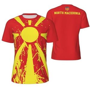 Sport T-Shirt Vintage Noord-Macedonië Vlag Graan Tees 3D Gedrukt voor Fitness Running Voetbal, Meerkleurig, M