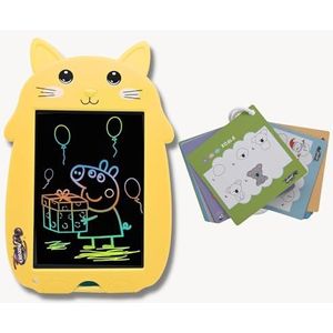 Magische leisteen Mijn kleine kat, geel, 9 inch + flashcards om te leren tekenen – tekentablet voor kinderen, magische tablet, speelgoed voor kinderen van 2, 3, 4, 5, 6, 7 jaar, meisjes en jongens