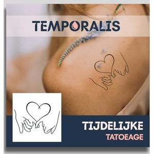 Hart tattoo – Temporalis® | Tijdelijke tatoeages voor vrouwen & mannen – Nep tattoo vegan & waterbestendig – EU-cosmetica – Blijft 1-2 weken [ Tatoeage Hart met Handen ]