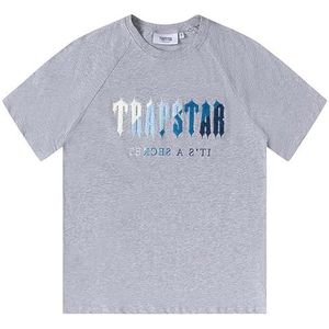 Trapstar Geborduurd Korte Mouwen Voor Heren En Dames,2-delig Compleet T-shirt En Korte Broek,Zomer Casual Trainingspak,45 Stijlen,Unisex Katoenen Sweatshirt En Broek(Color:2,Grootte:M)