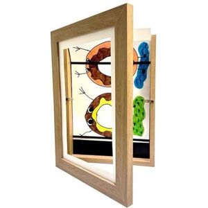 Kinderen Art Frames Magnetische Front Open Verwisselbare Kids Frametory For Poster Foto Tekening Schilderijen Foto's Display Home Decor Eenvoudig delen(Wood Color Frame)